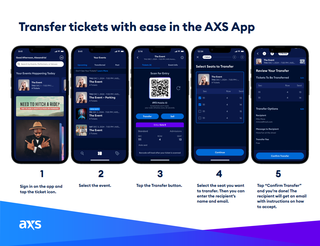 AXS App Transfer Tickets